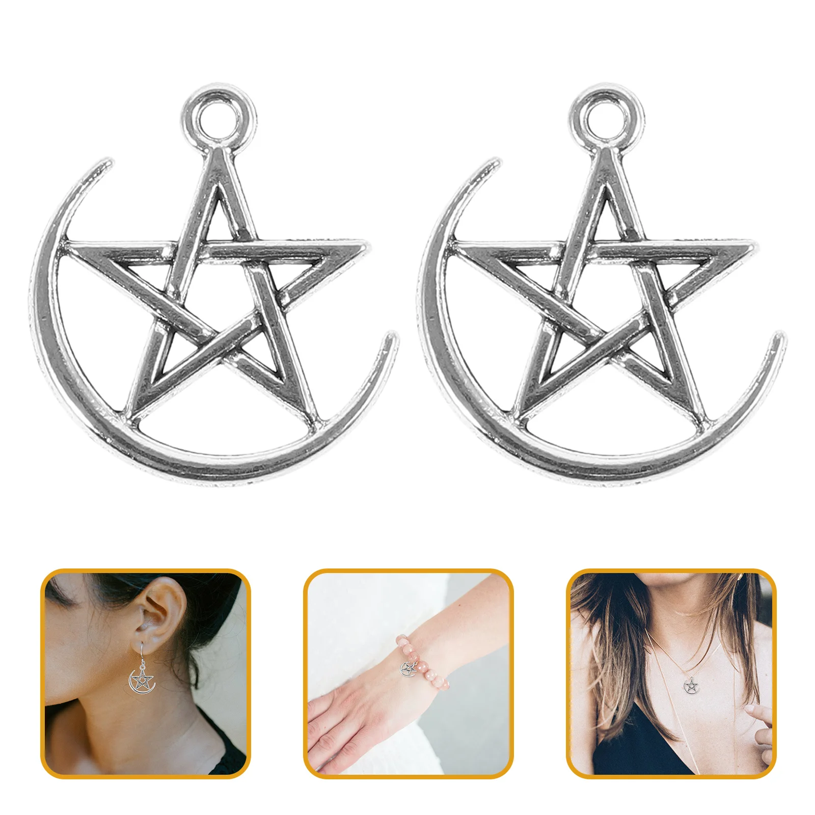 

50pcs Moon Charms Small Moon-Shaped Pendants For Diy Jewelry Making Zinc Alloy Necklace Bracelet Earrings Craft Accessories