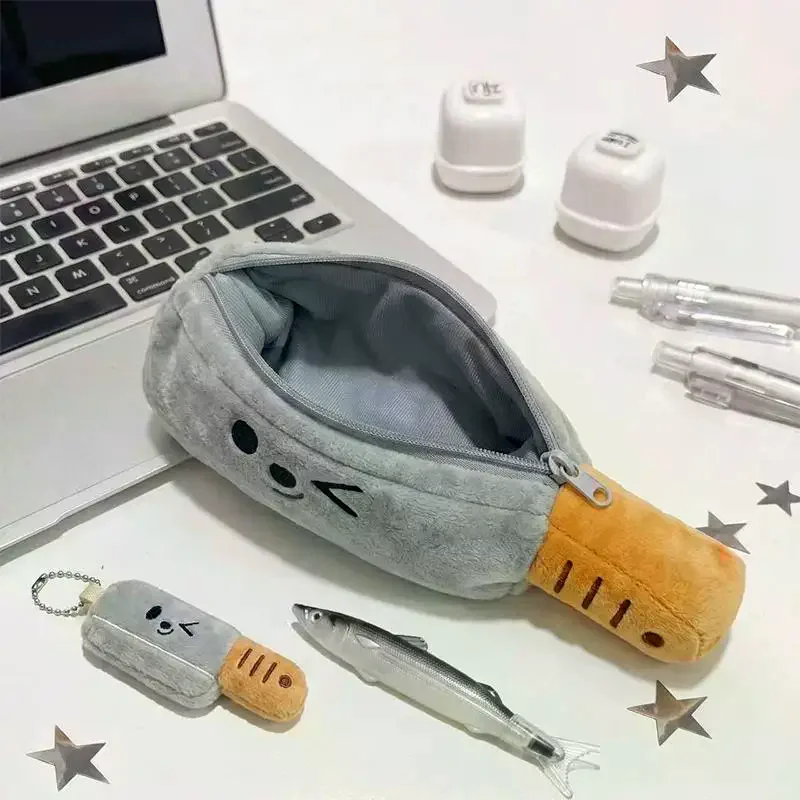Cute Cartoon Plush Knife Shaped Pencil Case Large Capacity Perfect For Students School Office Use