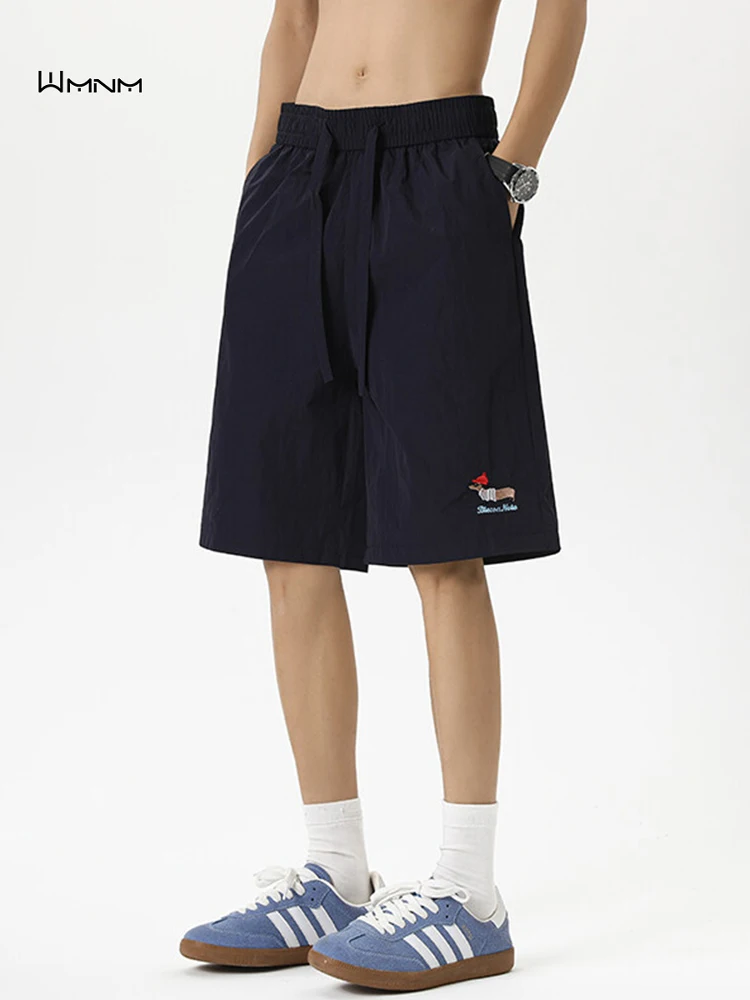 

Мужские модные спортивные брюки из быстросохнущего нейлона для активного отдыха, свободного кроя, летние, пляжные, длиной до колена, прямые, повседневные