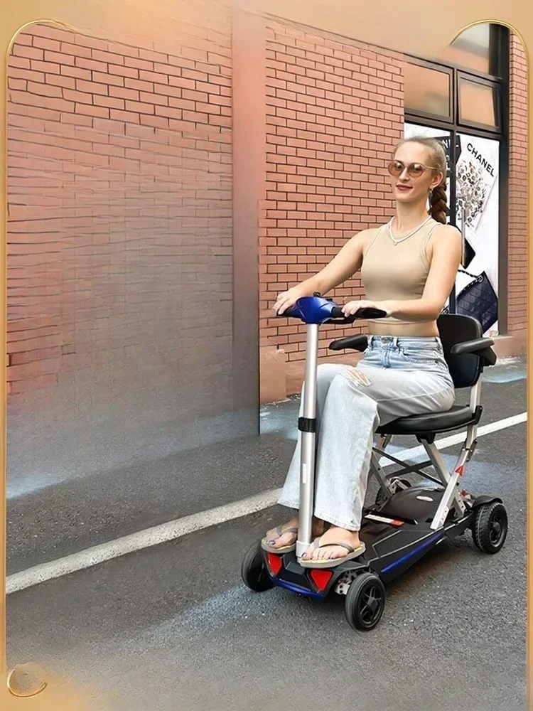 The elderly scooter electric four-wheel intelligent lightweight folding safe low speed