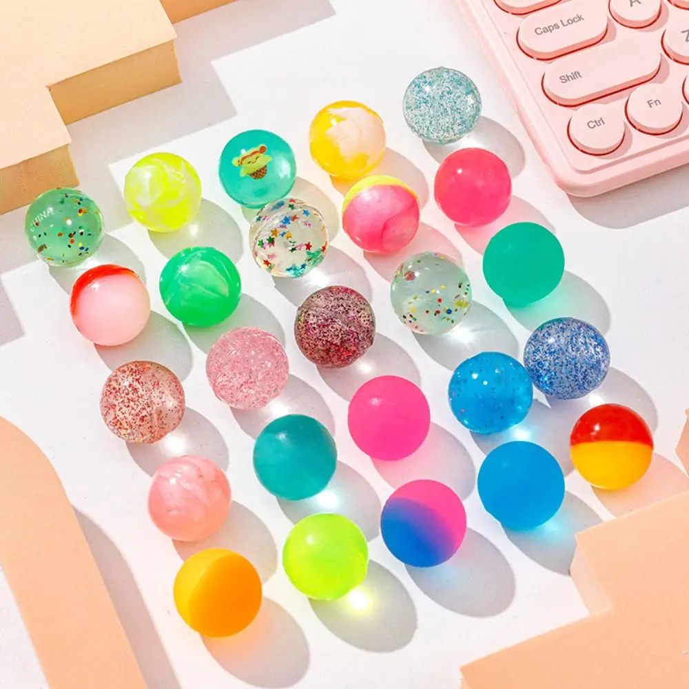 Funny Gradient Color Colorful Bouncy Ball Bouncing Fun Shiny Rubber Ball Glitter Transparent High Bounce Toy Balls Kids