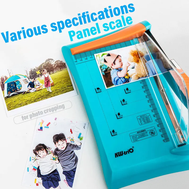 Mini Plastic High Efficiency Lightweight Paper Cutter Portable Photo Paper Cutter Built-in Ruler Simple Cutter Office Supplies
