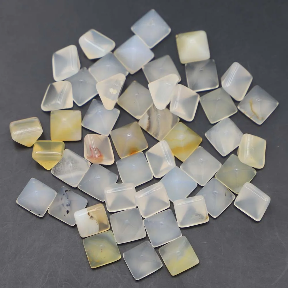 8x8mm Natural Stone White Agate Pyramid Shape CAB Cabochon Cute Beads Jewelry&Clothes Accessories Wholesale 50Pcs Free Shipping