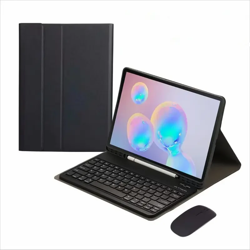 For Samsung Galaxy Tab S7 FE 12.4 inch 2021 SM-T730 T735 T736 Wireless Bluetooth Keyboard Case Mouse Colorful Leather Case Cover