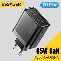 Essager 65W GaN Charger QC 4.0 PD 3.0 Type C USB Charger for iPhone 15 14 13 Pro Max Samsung Xiaomi MacBook Laptop Fast Chagers