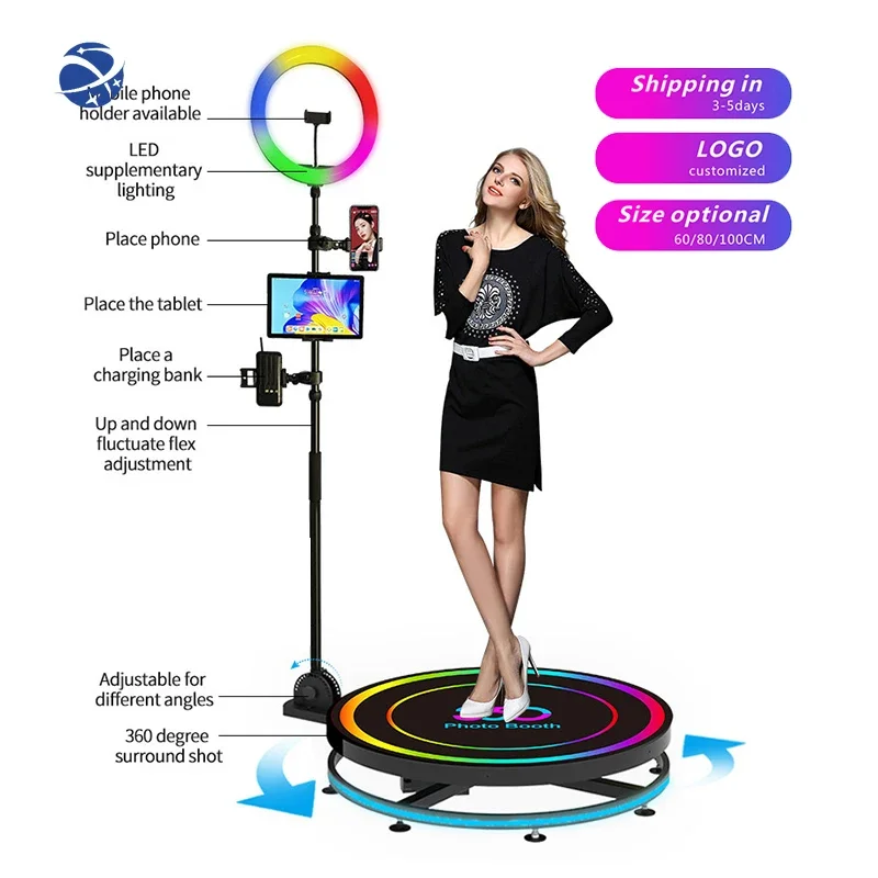 2024 Hot Selling 360 Degree Studio with Traveling Case Rotating Camera Wedding Party Event Video Booth Machine 360 photo booth