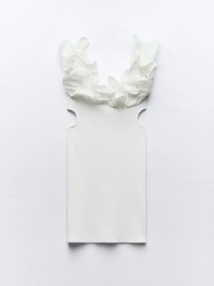 Slim fit sem mangas design aberto em camadas decoração novo verão vestido f estilo europeu 2024 vestido de moda sazonal