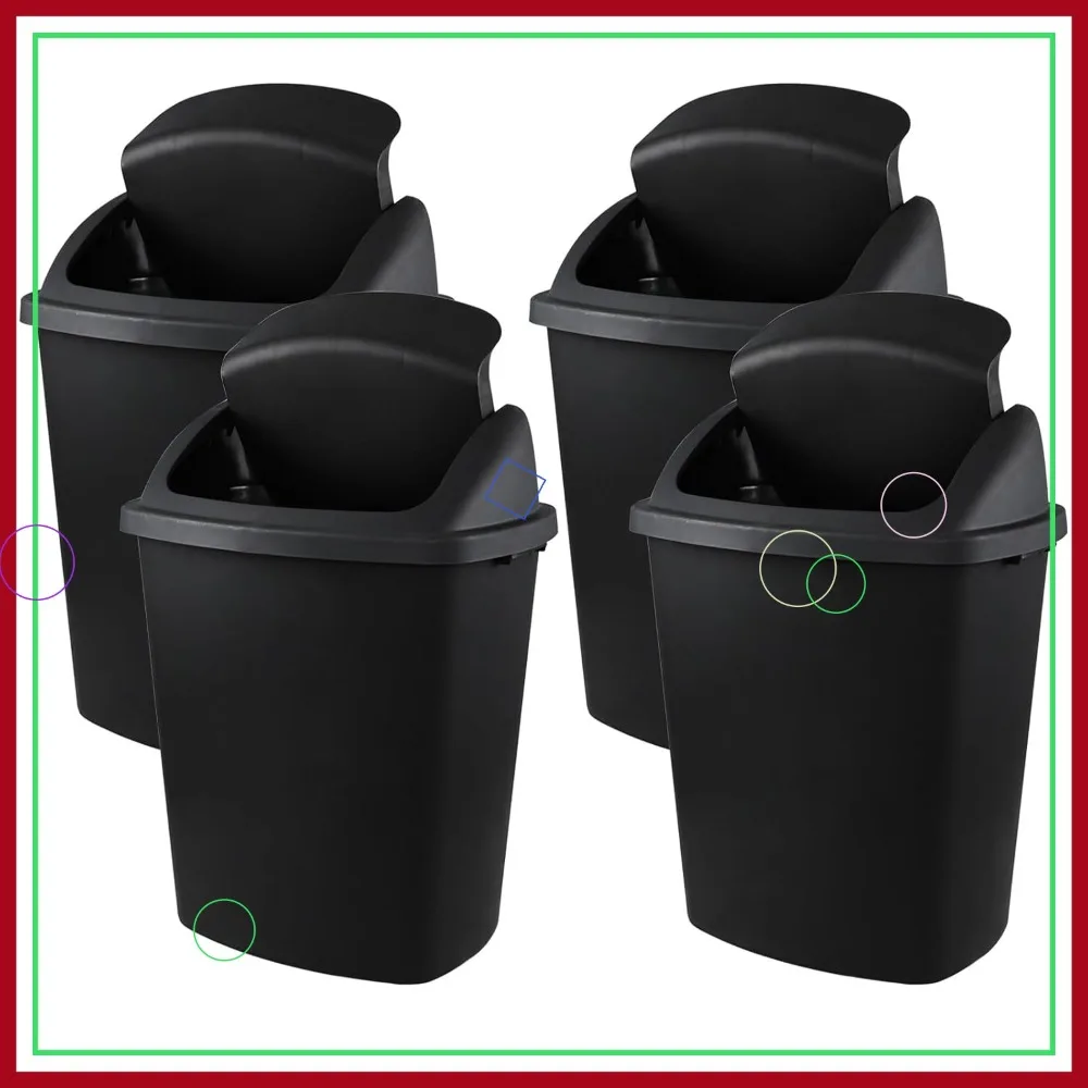 

Большое мусорное ведро для кухни на 19 галлонов (70 л), пластиковый контейнер для отходов с крышкой, черный, для дома и офиса