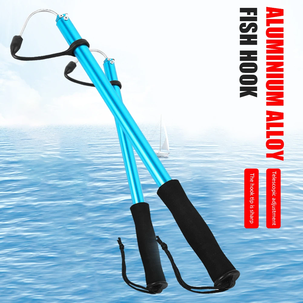 Telescopic Fishing Gaff Hook with Soft EVA Nonslip Handle Fishing Spear Hook Tackle Fish Grippers for Ice Fishing Boat Fishing