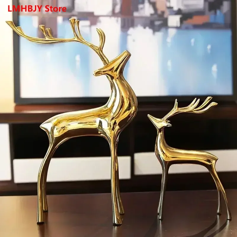 LMHBJY Pure Copper Ornaments Deer Gift TV Cabinet Wine Cabinet Luxury Creative New Wedding Gift Living Room Home Decoration