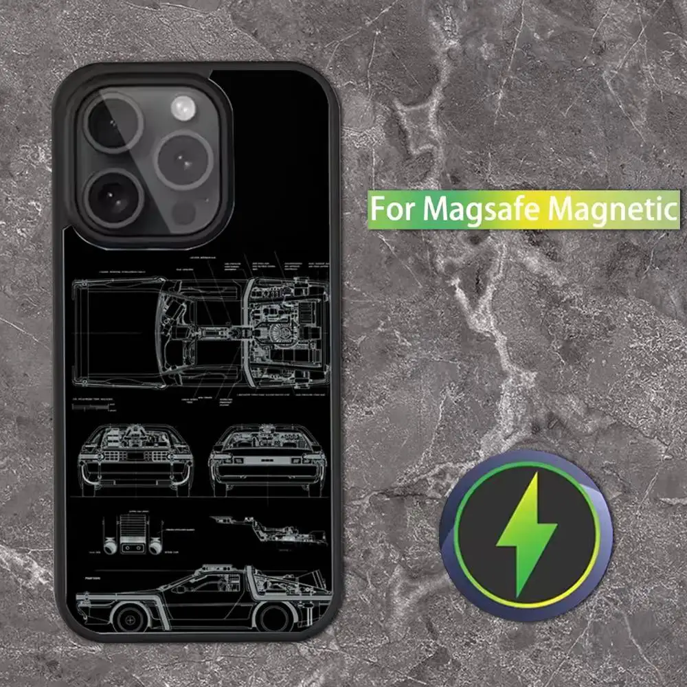 حافظة هاتف السيارة B-Back To The F-Future لهاتف iPhone 17,16,15,14,13,12,11,Pro,Max,Plus,Mini,SE4,E شحن لاسلكي Magsafe مغناطيسي