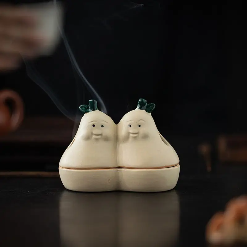 Never Divide Pear Ceramic Mini Incense Burner Small Incense Burner Decoration Stickless Powder Plate Incense Burner