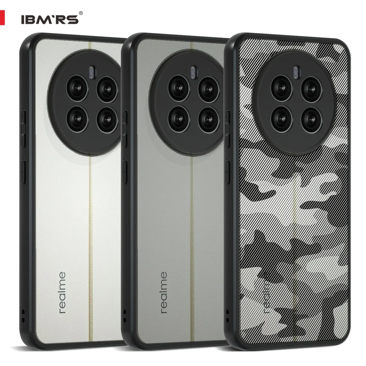 for Realme 12+ 5G Case, Prevents Accidental Drops Non-Slip Anti-Yellowing Camo Transparent Phone Cover