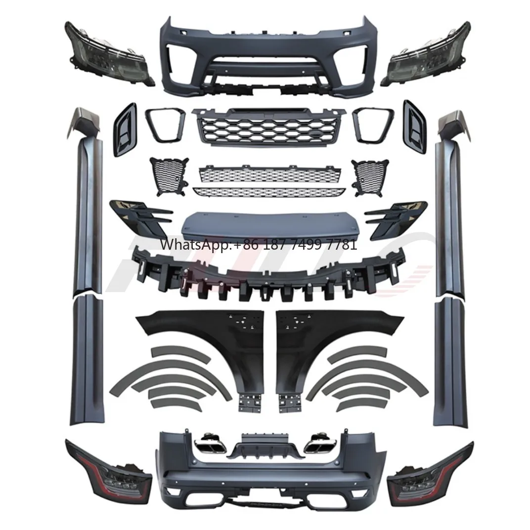 

Car Body Kit Modified for RANGE ROVER SPORT 14-17 Upgrade to 18-21 SVR Model Bumpers Side Skirts Auto Lamps Fender