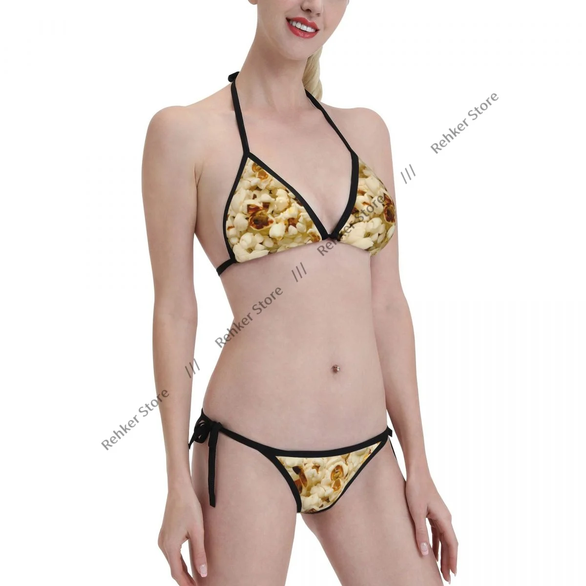 

Sexy Bikini Popcorn Background Swimsuit Women Swimwear Set Bathing Suit Beach Wear