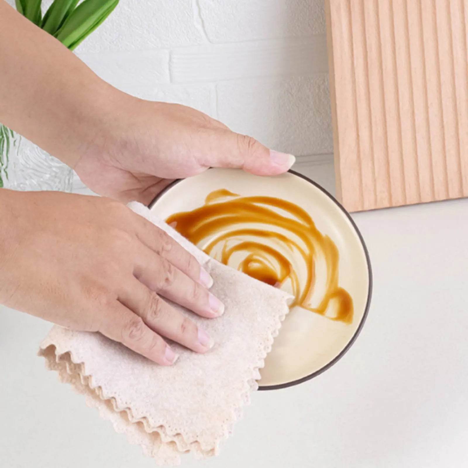 Picture 3: Plant Fiber Dish Cloth Degreasing Kitchen Cleaning Rag Roll Reusable Cleaning Cloths Roll Highly Absorbent Household Supplies