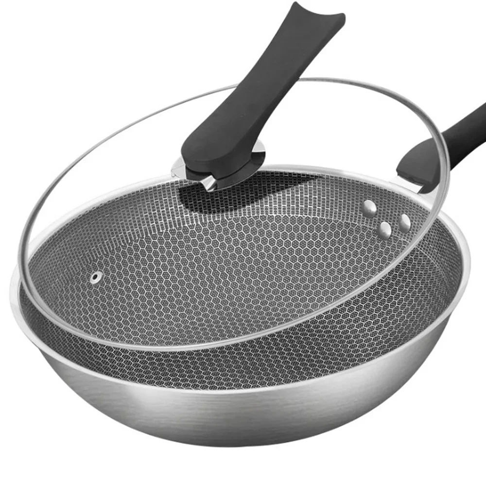 2024 New China Induction Cooker Honeycomb Stainless Steel Wok Wok Pan  Frying Pan Cookware Woks CE / EU Carbon Steel Wok Frypan