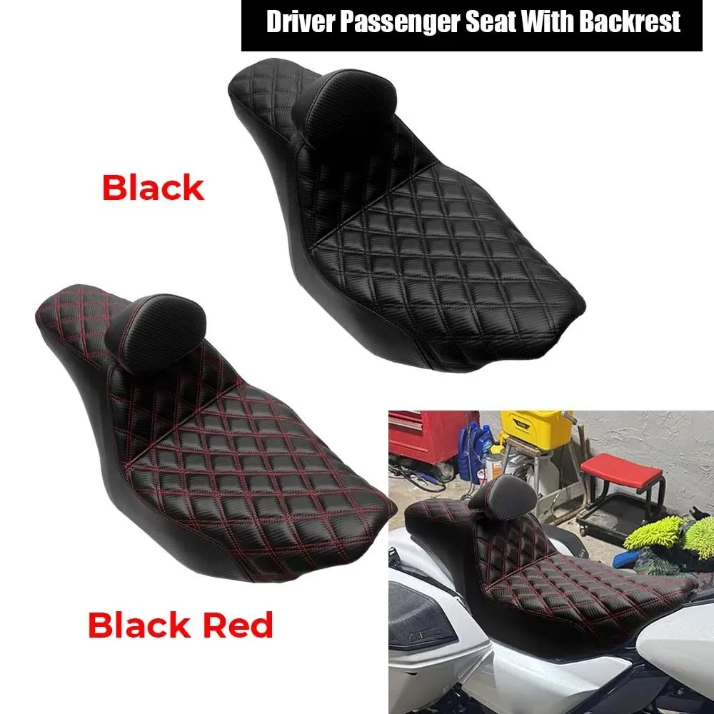 Motorcycle 1PCS Black Red /Black Rider Passenger Seat With Backrest Cushion For Harley Touring Road Glide Limited FLTRXL 2026