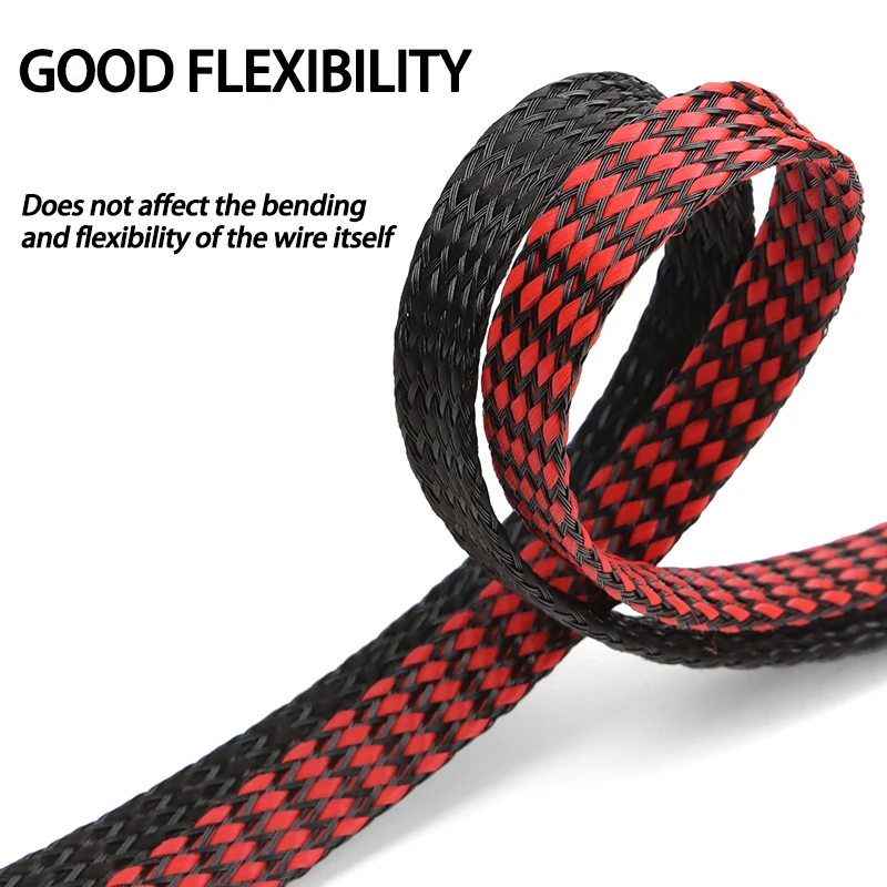 3/5M PP Cotton + PET Yarn Expanded Braided Sleeve 4mm 8mm 12mm Soft Wire Wrap Insulated Protection Cable Harness Line Sheath