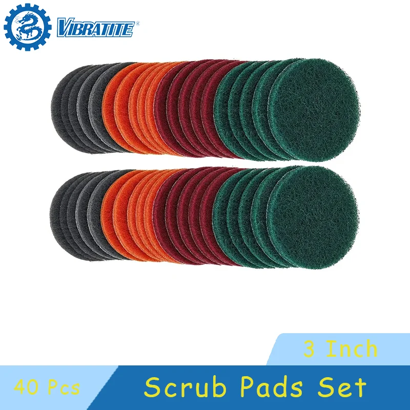 3 Inch Scrub Pads Set 40 Pcs Headlight Restoration Kit Hook and Loop Car Hub Cleaning Auto Painting Polishing Sanding Discs