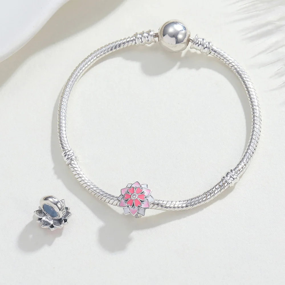New 925 Sterling Silver Bead Lotus Position Buckle For Women Minimalist Sweet Pendant Trendy Fashion Jewelry Gift Hot Sale
