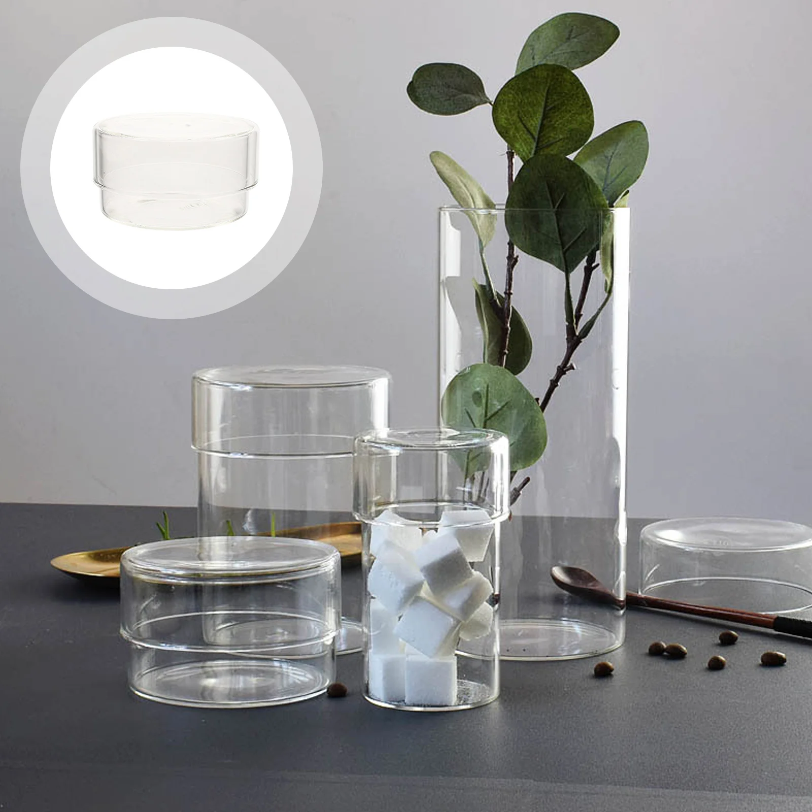 

Glass Tea Storage Jar Clear Airtight Lid Biscuit Coffee Candy Container Decorative Canister Clear Honey Jar