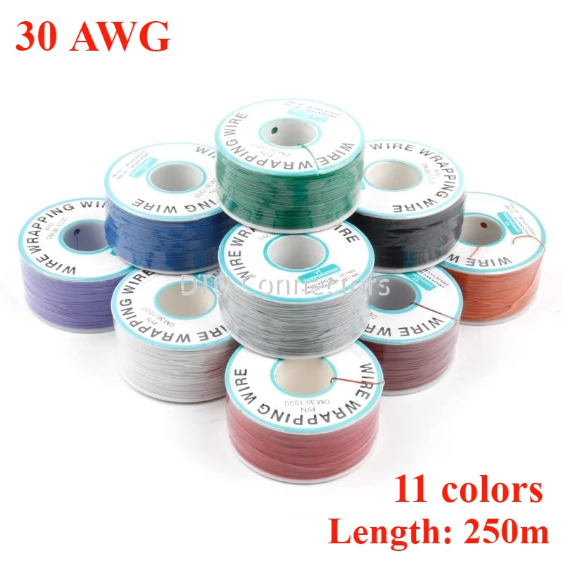 250 meters AWG30 Wrapping Wire Single Strand Copper Cable Ok Wire Electrical Wire for Laptop Motherboard PCB Solder