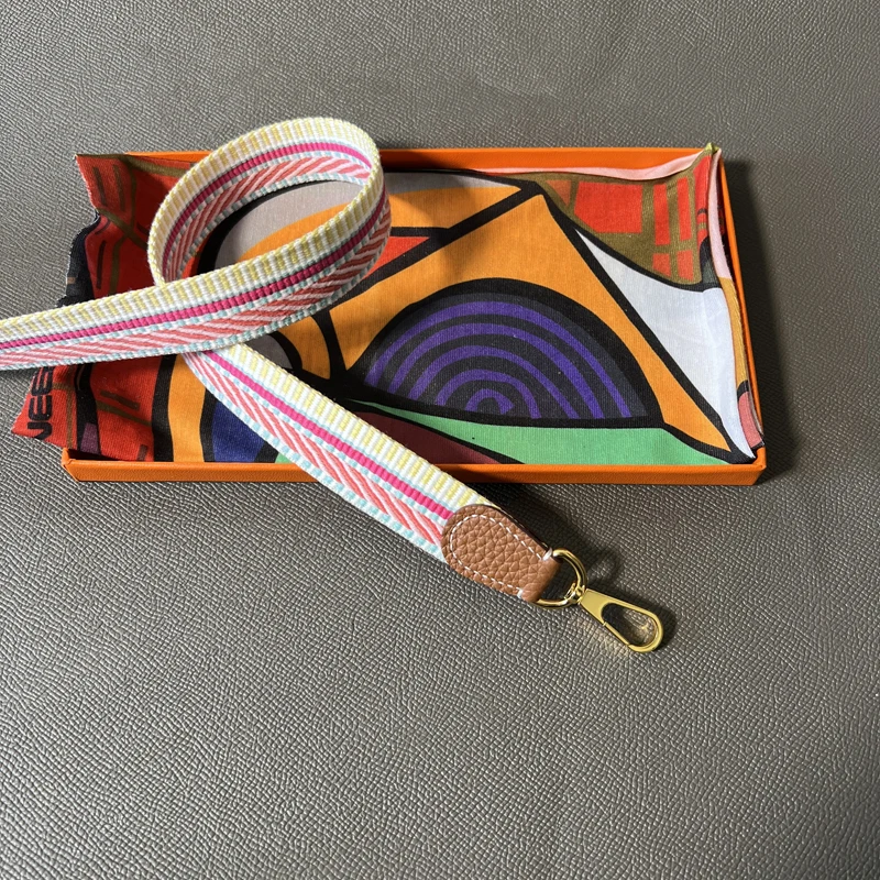 

2.5cm Wide Shoulder Strap New Hand-Sewn Genuine Leather Woven Canvas Bag Strap for Mini Evelyne Bag DIY Accessories