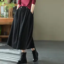 Retro saias de veludo longo para as mulheres outono inverno moda coreano streetwear harajuku midi estilo japonês saia elegante mulher