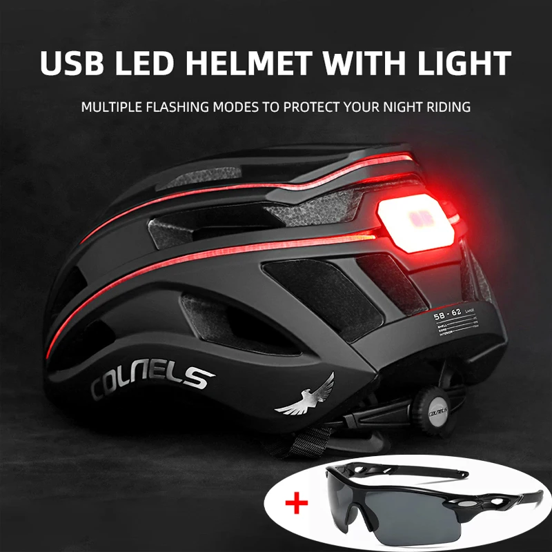 Casco de Bicicleta con luces LED para hombre y mujer, gorra de seguridad para ciclismo profesional, deportes al aire libre