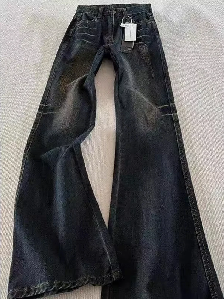 الرجعية الأمريكية Waed الدينيم الجينز الرجال الخريف الشتاء كلينفيت طويل القامة الموسعة السراويل شارع العليا مايكرو متوهج بنطلون #3