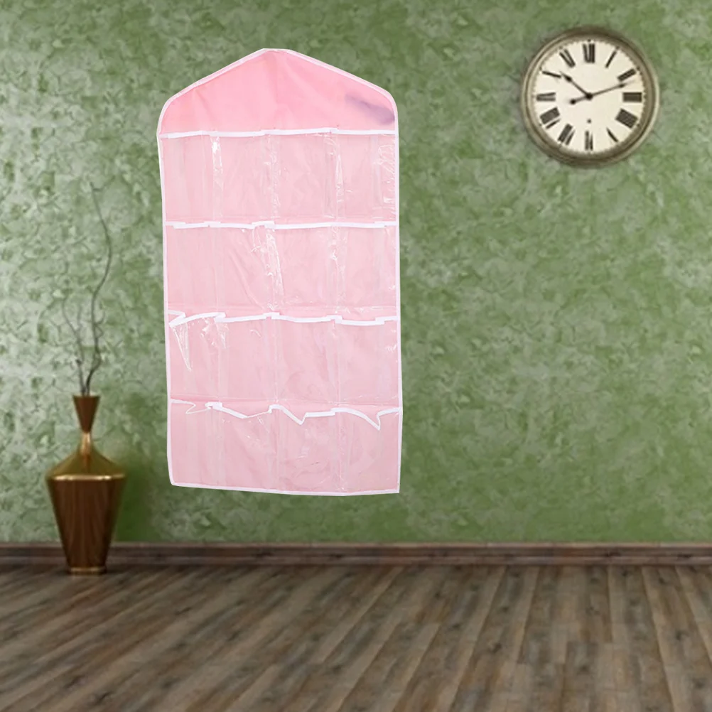 16-شبكة شفافة الوردي خزانة معلقة حقيبة التخزين الملابس الداخلية الجوارب سراويل المنظم لتعليق باب غرفة النوم #6