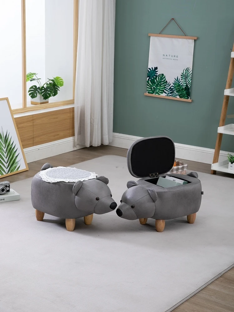 Креативная технология, тканевая обувь, табурет для макияжа, табурет с оленем, диван, домашняя дверь, хранилище, милые животные, табурет из цельного дерева с мультяшным медведем.