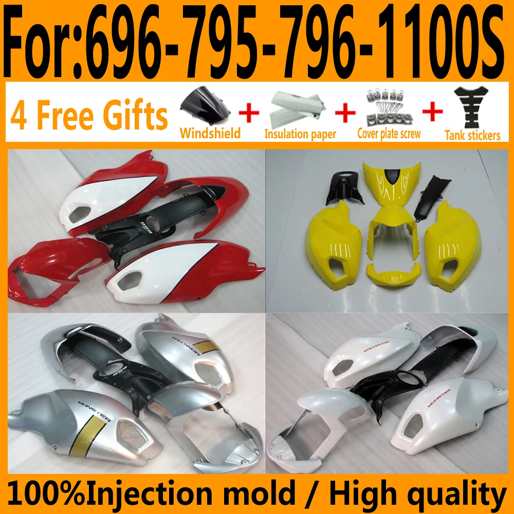 Motorcycle Injection Mold ABS Fairings For Ducati 696 796 795 M1000 M1100 2009 2010 11 12 13 14 2015 Plastic Fairing