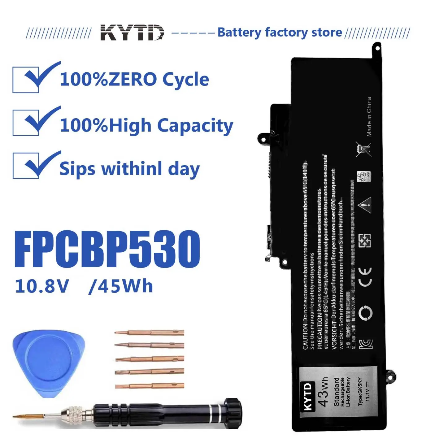 

KYTD GK5KY battery 11.1V 43Wh compatiable with for laptop battery