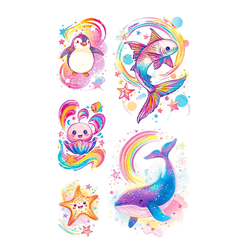  10pcs Butterfly Ocean Temporary Fluorescent Tattoo Kids Stickers DIY Face Body Transfer Fun Party Props Gift（Random Packaging）