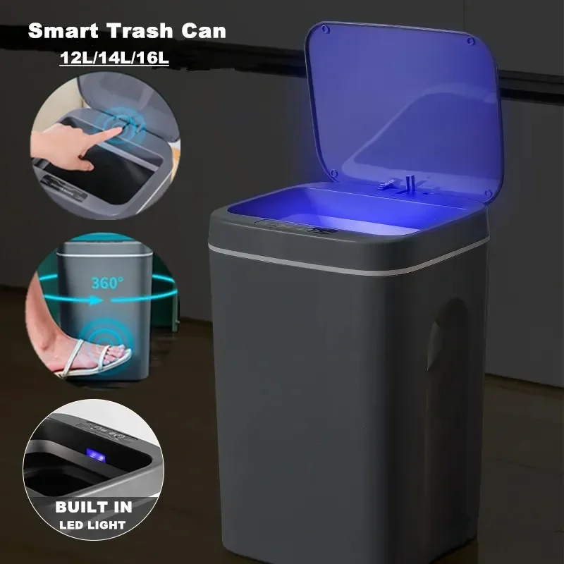 24L Smart Trash Can Multi-function Automatic Sensor Dustbin Electric Intelligent Waste Bin for Kitchen Bathroom Bedroom Garbage