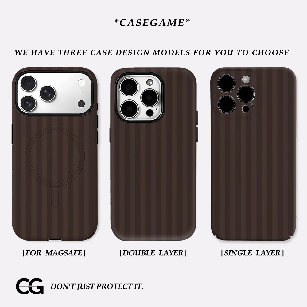 

Чехол для телефона Iphone 17 с шоколадной вертикальной полосой для 16E 16, 15, 14, 13, 12, 11, 31 Pro Max Plus, двухслойная задняя крышка