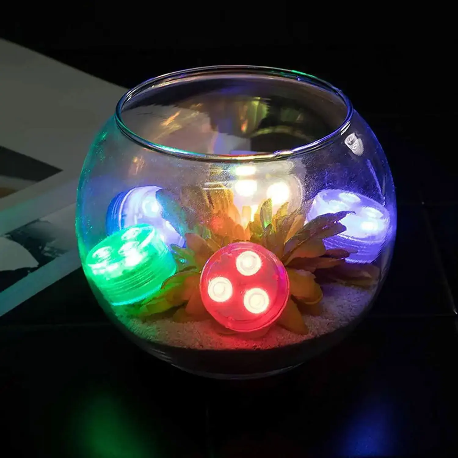 Mini Submersible Lights Remote Control 3LED 24-Key Battery Light Bathtub Pool Atmosphere Light