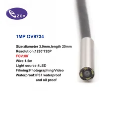 1MP diameter 3.9MM FOV88° industrial endoscope camera 1.5m USB 3-in-1 soft cable  OTG Android industrial endoscope camera