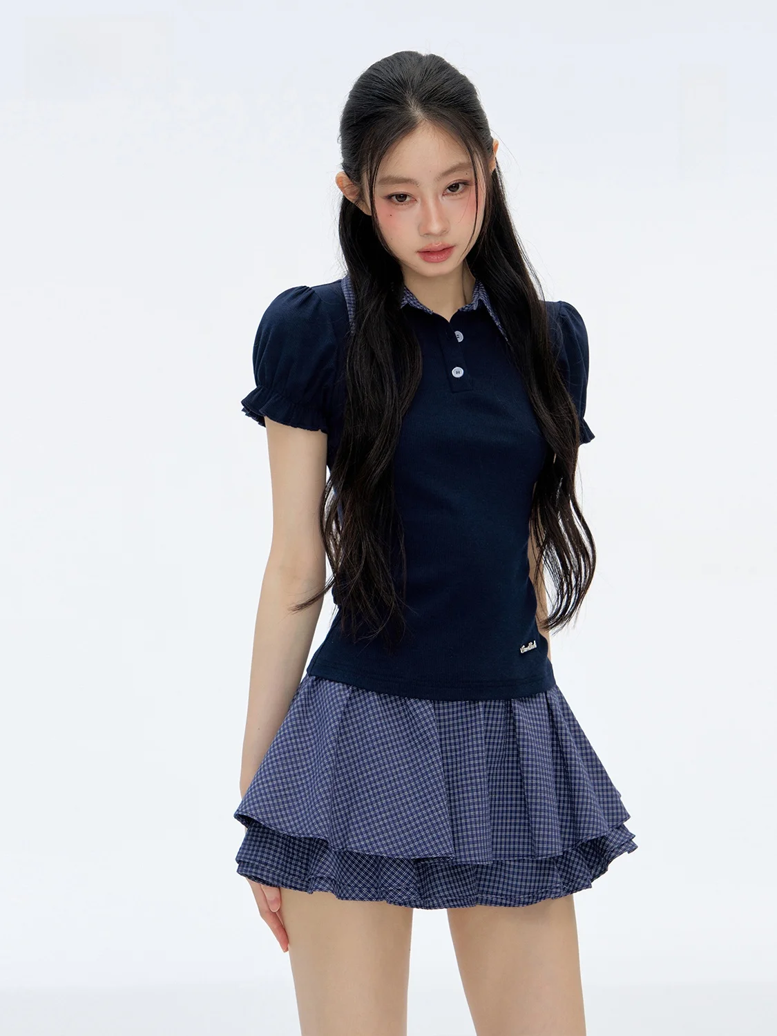 

Летняя женская футболка с коротким рукавом и рукавами-фонариками, облегающая, повседневная, из полиэстеровой смеси, модная