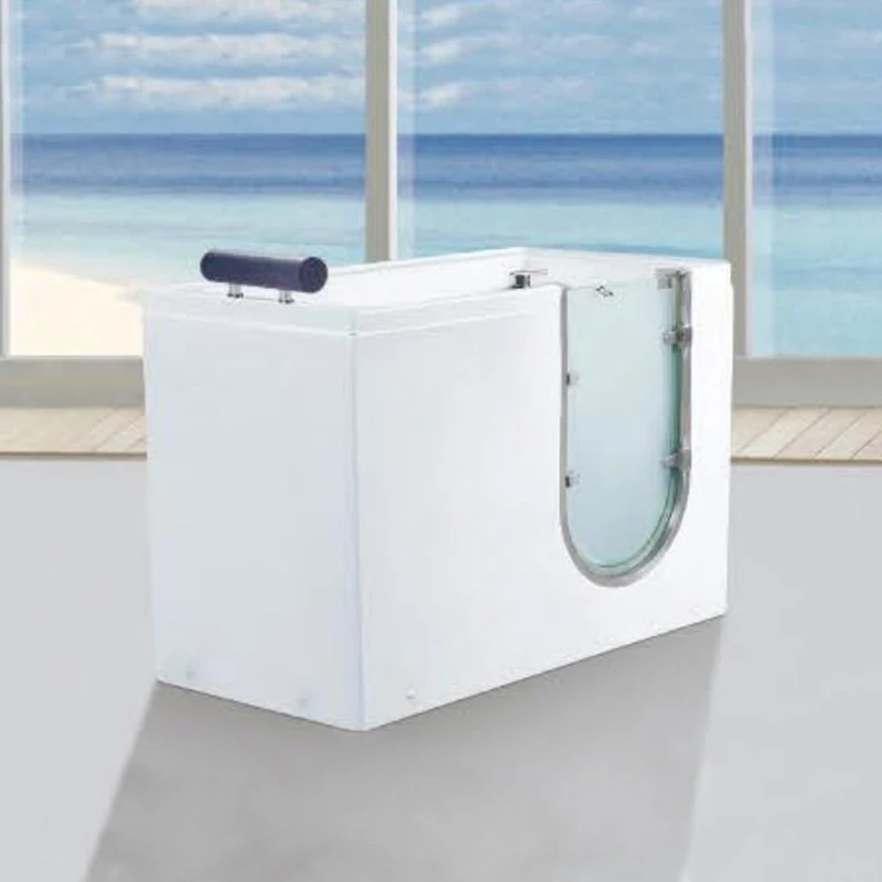 Interior Open Glass Door Walk in Tub Shower Combo for Elderly Acrylic Hydromassage Whirlpool Bathtub