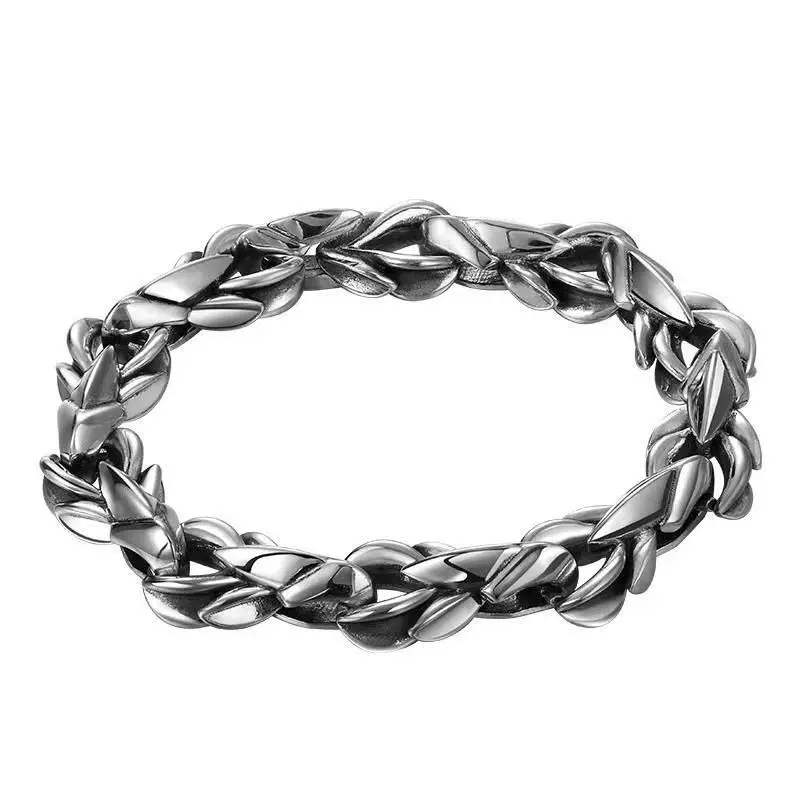 Keel Bracelet Men's 925 Tibetan Silver Woven Dragon Shaped Dominant Retro Bracelet Advanced Design Gift Bangle for Friends