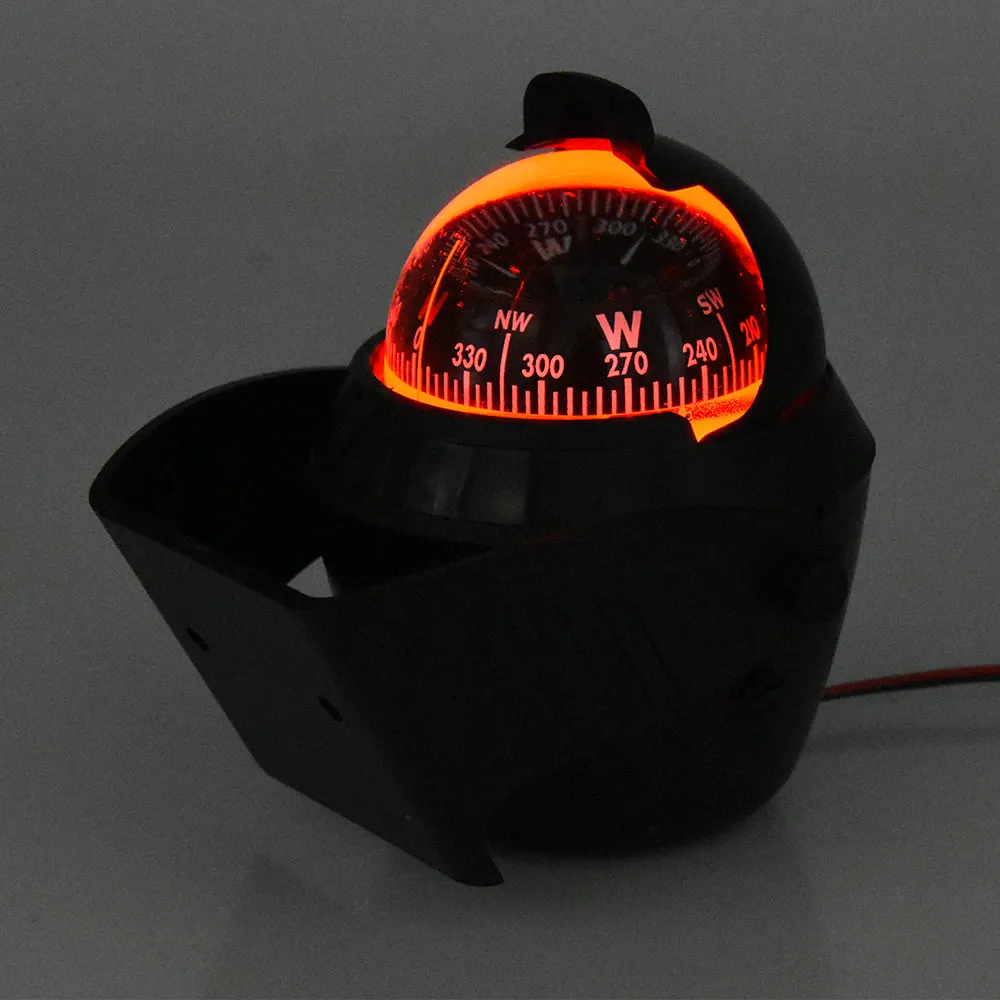 Car Dashboard Compass Sea Marine Boat Pivoting Guide Direction LED Light Electronic Navigation Compass for Vehicle Ship Camping