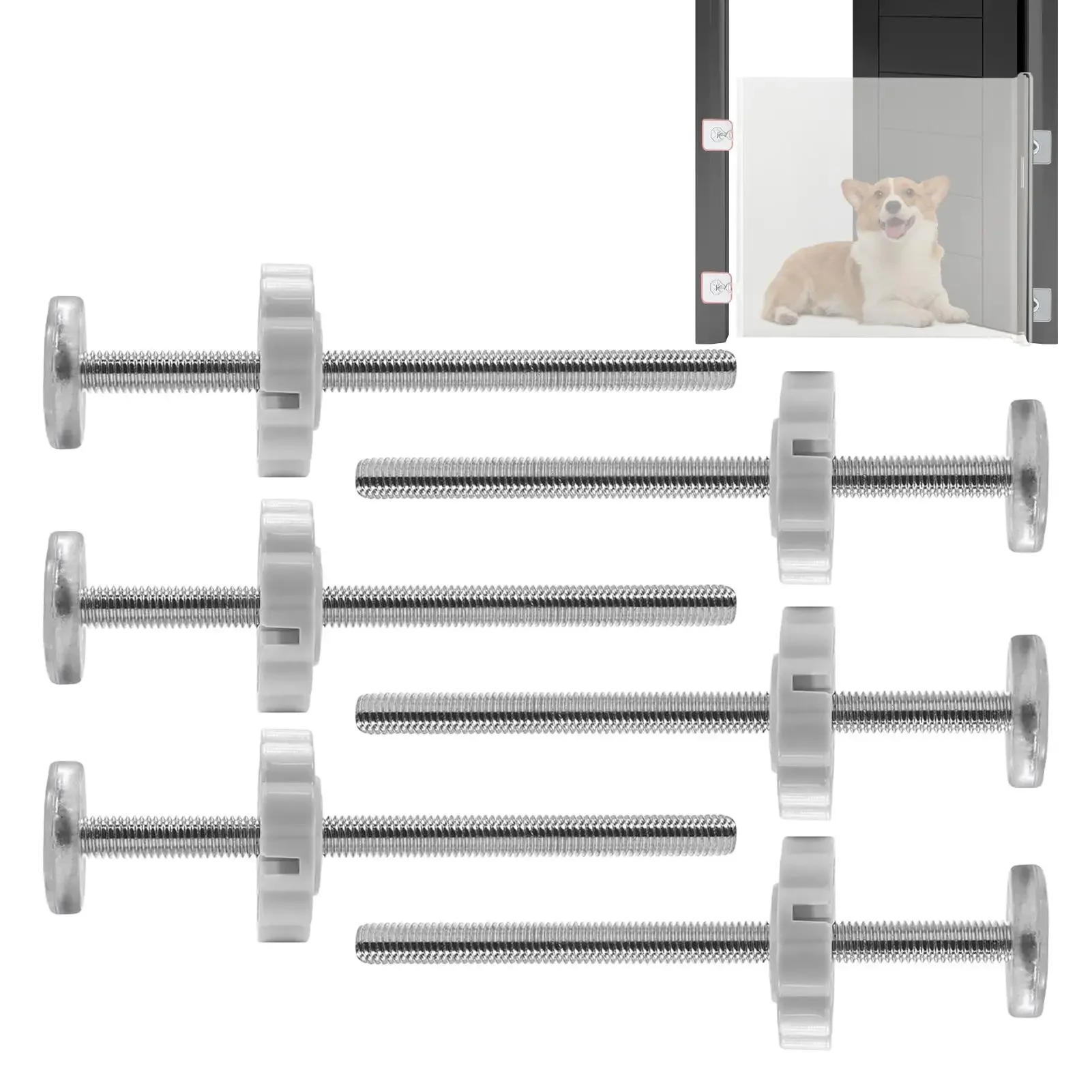 6pcs /pack Steel Core Screw Bolts Nut Staircase Fix Baby Pets Safety Sturdy Gate Bar Install Household Secure Accessories
