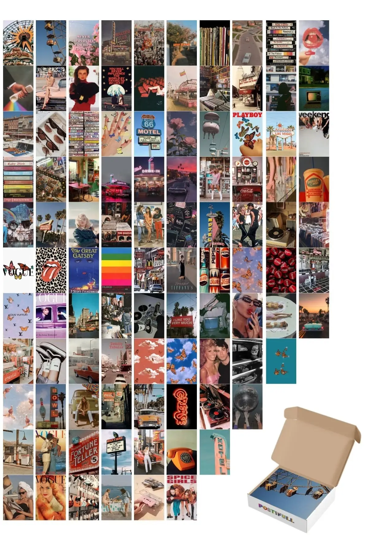 

Vintage Poster Set-Collage Set - 100 Pcs-retro Poster Set-10cm * 15cm-thick Paper-Boxed Set