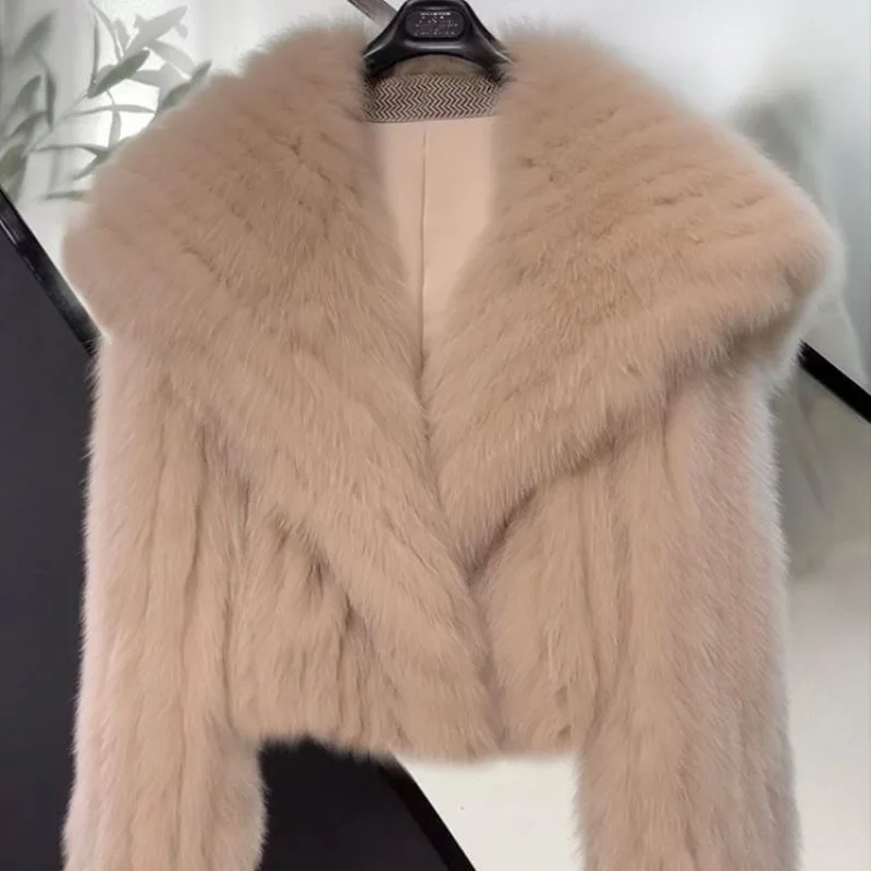 2023 New Women Winter Faux Fox Fur Coat Short-length Loose Overcoat High-grade Foreign Atmosphere Jacket Hooded Warm Outwear