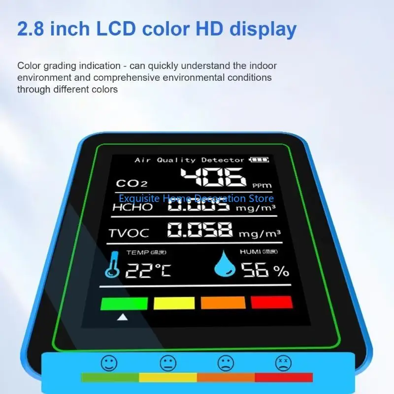 

L5BF Air Quality Monitors Indoor Air Quality Meter Detects CO2 TVOC, Formaldehyde