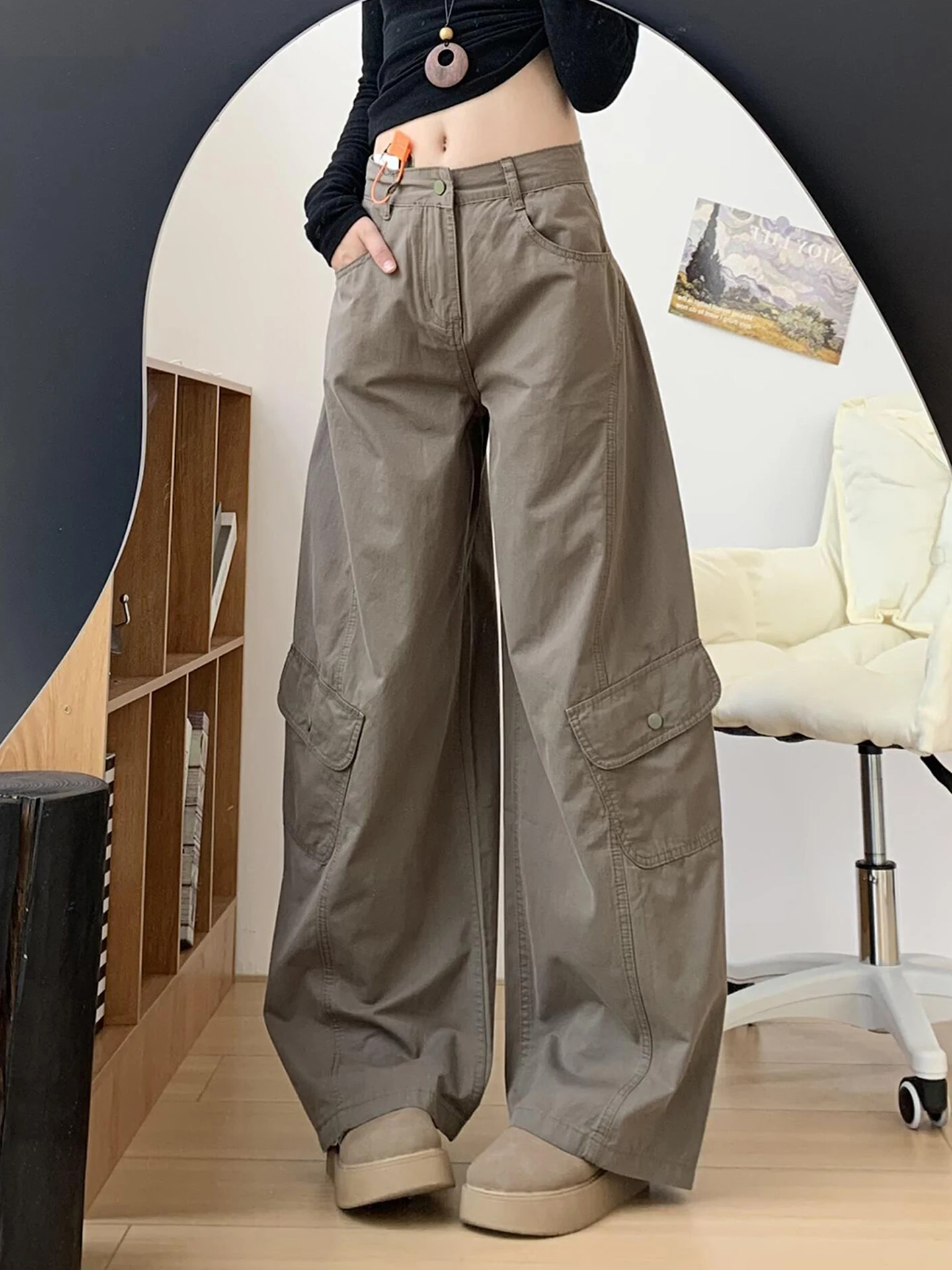 

Мужские рабочие брюки прямого кроя для осеннего сезона, широкие брюки А-силуэта с диагональным кроем, прямые брюки CleanFit, повседневная одежда