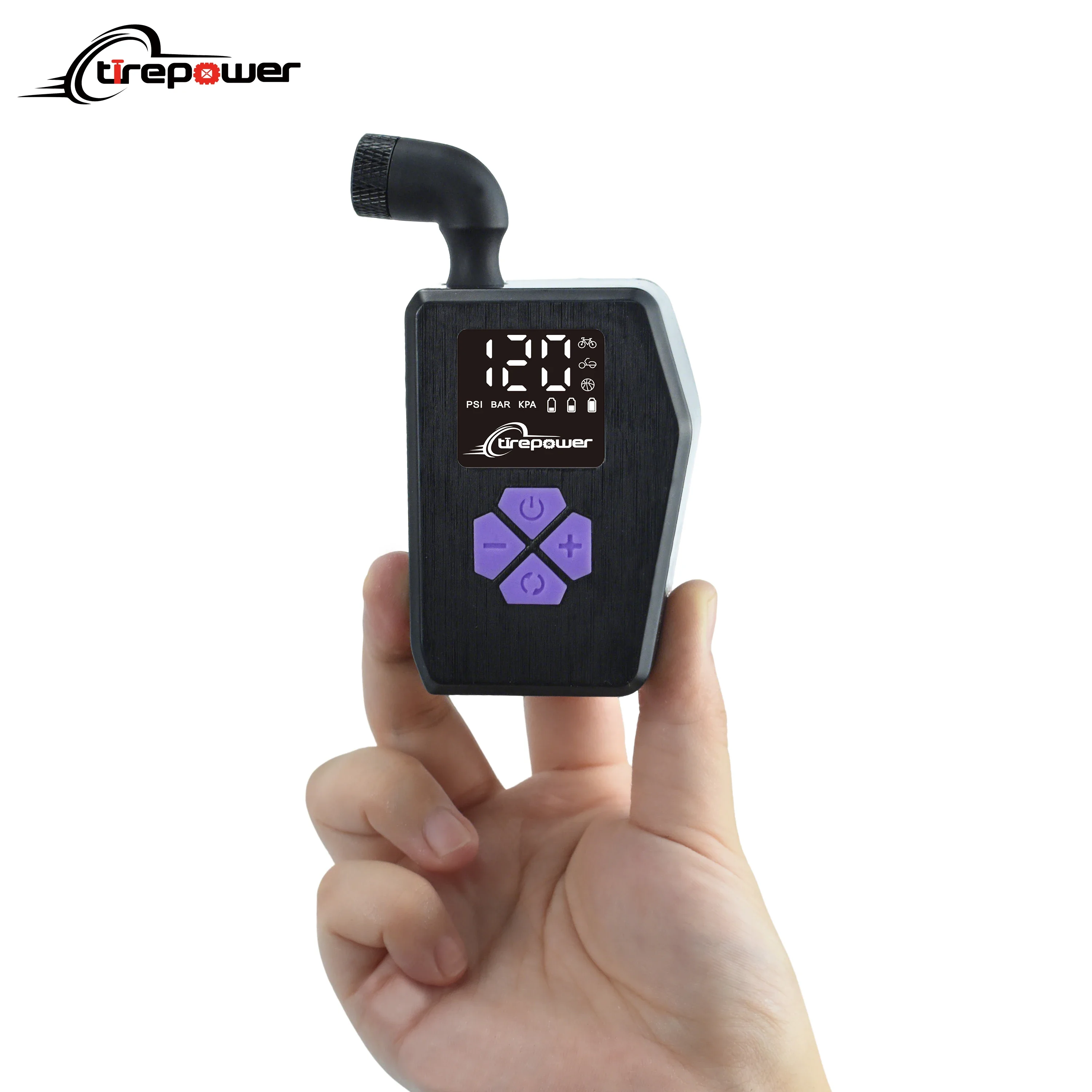 

Ctrepower 120PSI Air Pump Portable Mini Rechargeable Portable Bicycle Tire Inflator Auto Stop with Presta Schrader & Clik Valve